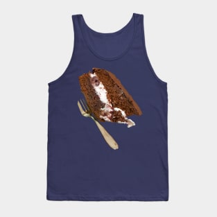 Sweet Food Slice of Chocolate Cake with Fork Tank Top